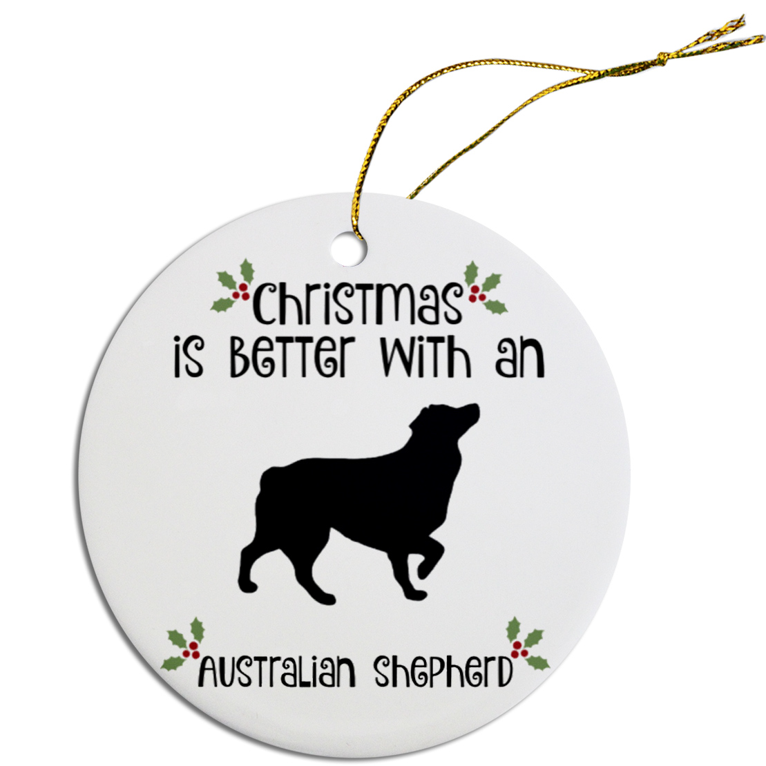 Breed Specific Round Christmas Ornament Australian Shepherd